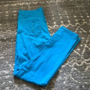 Sky blue distressed jeans